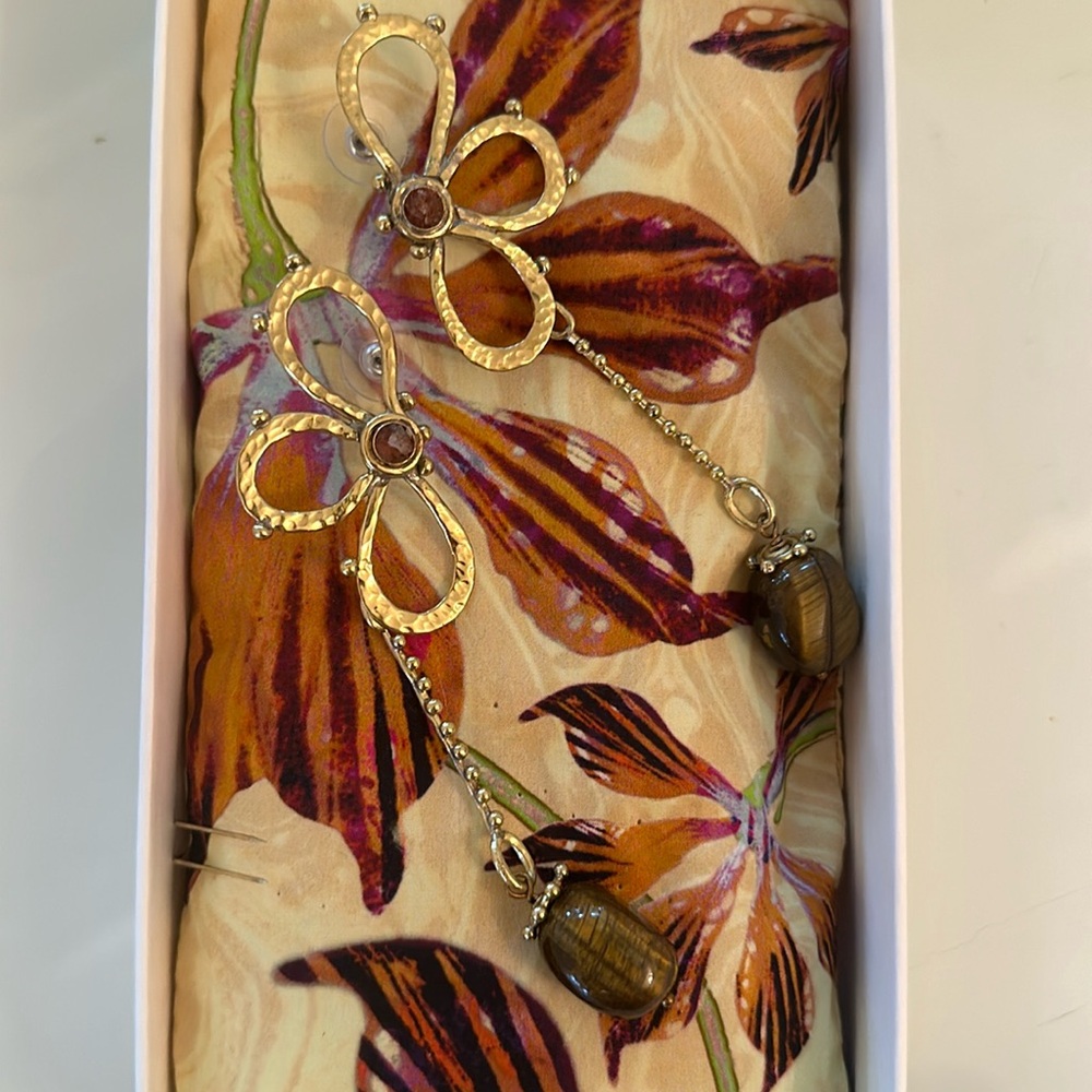 Ulla Johnson tiger eye earrings -new, in the box, never worn.